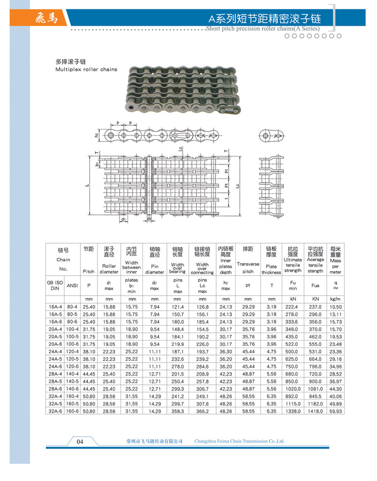A系列短節(jié)距精密滾子鏈