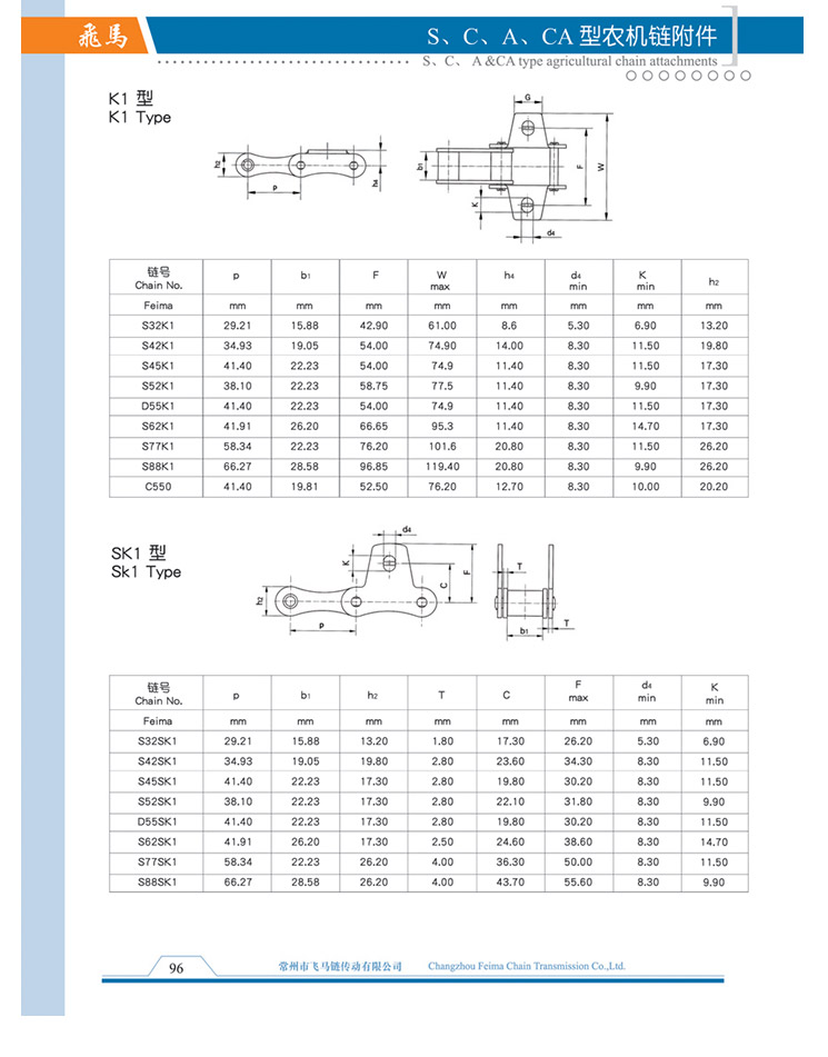 S、C、A、CA型農(nóng)機(jī)鏈附件
