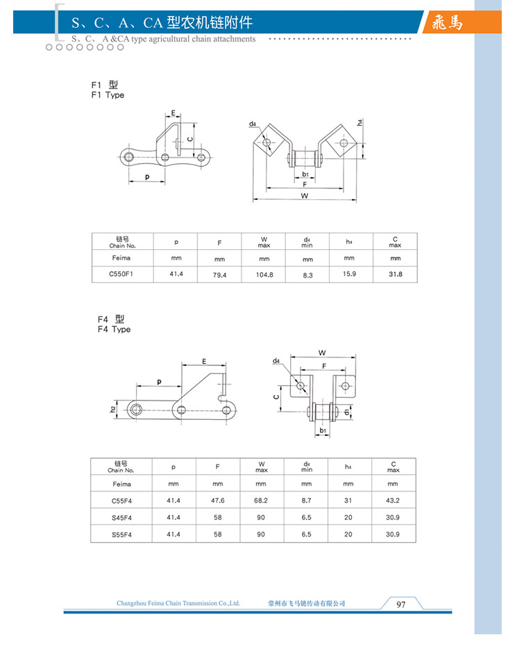 S、C、A、CA型農(nóng)機(jī)鏈附件