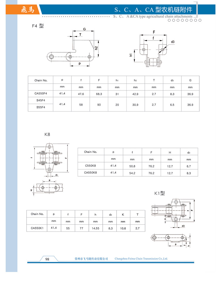 S、C、A、CA型農(nóng)機(jī)鏈附件