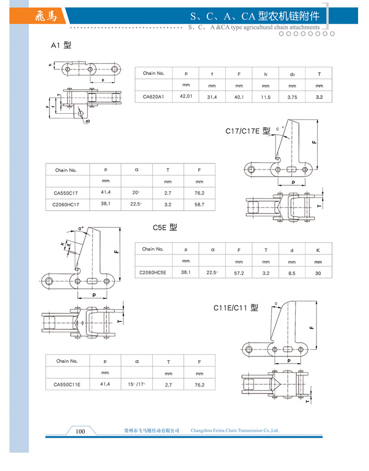 S、C、A、CA型農(nóng)機(jī)鏈附件